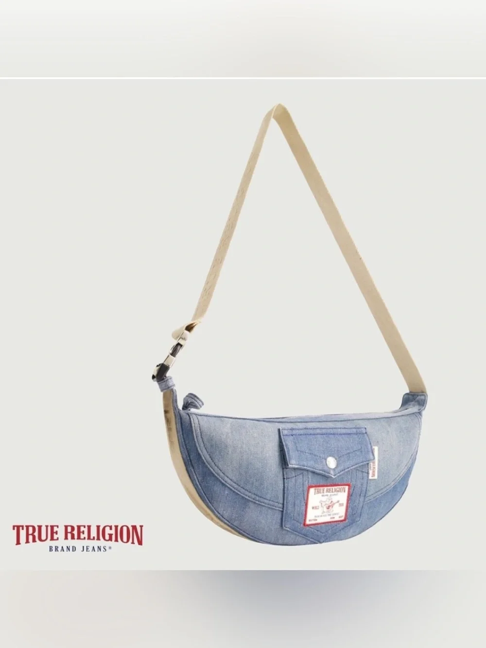 NWOT Y2K TRUE RELIGION Washed Denim Hobo Shoulder Bag